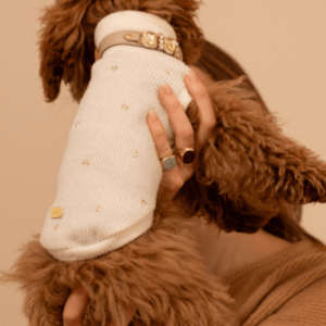 MAGLIONCINO CON FIORI BRILLANTI COLOR PANNA